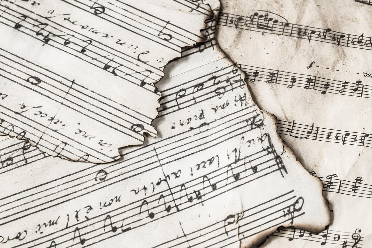 Sheet music with handwritten notes, an example of rhythm made visible